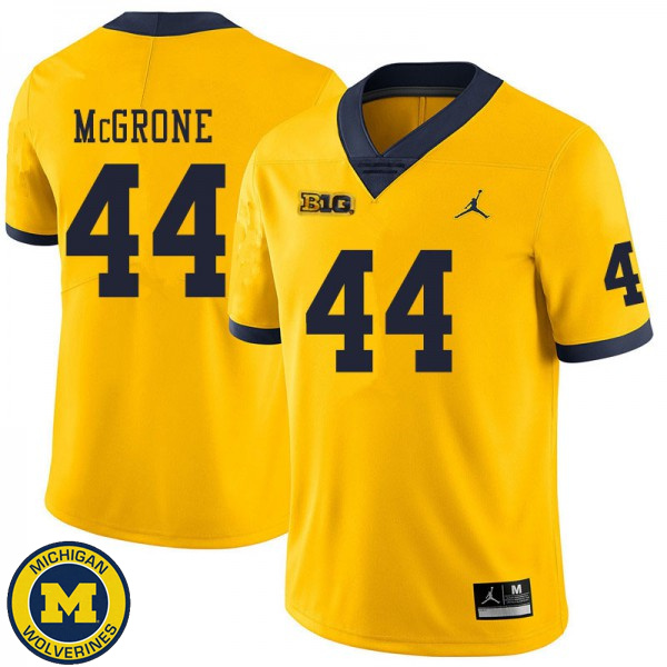 Mens Michigan Wolverines #44 Cameron McGrone Yellow Official Game Jersey